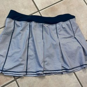 Kyodan Athletic Skort Skirt w/ Shorts~navy White Stripes~Tennis Golf Running L